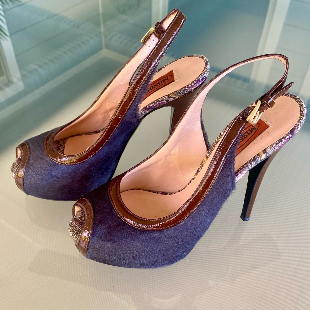 ⭐️MISSONI —Vintage Missoni—PRISTINE Condition! Hi-Heeled Slingbacks, Calfskin 39